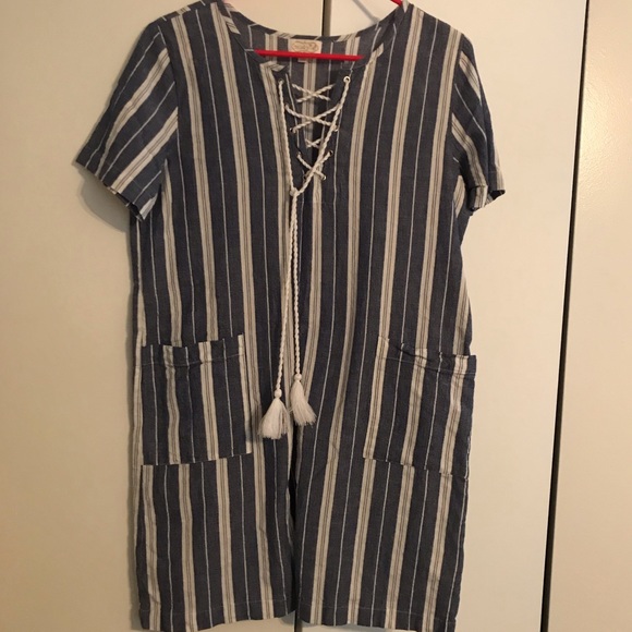 Adorable Blue and White Stripped Dress - Picture 5 of 6